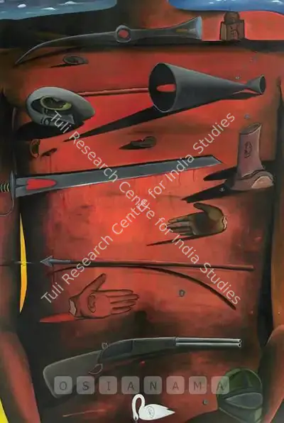 Surendran Nair (Artist), An Anamorphic Collection Of Strange Wounds, 1995, Painting