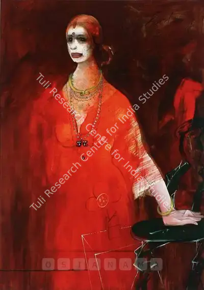 Sunil Das (Artist), Lady In Red, 2003, Painting