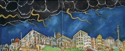 Paritosh Sen (Artist), Black Clouds Over A City, 2001, Painting