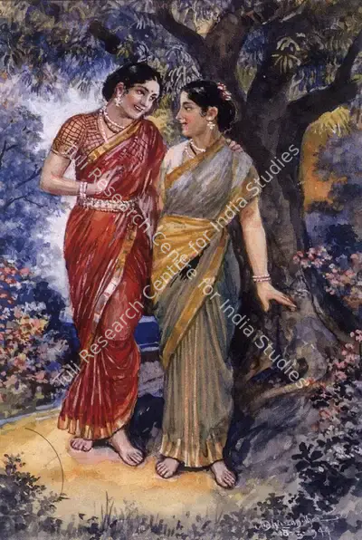 M.V. Dhurandhar (Artist), The Gossip, 1944, Painting
