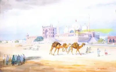 M.V. Dhurandhar (Artist), Jama Masjid, New Delhi, 1917, Painting