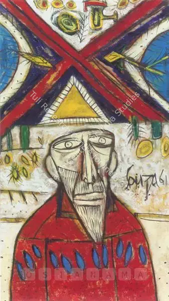 Souza, F.N. (Artist). Man With Cross. Oil on canvas, 1961 | Painting | FineArts | 00598490