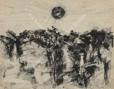 Bhupen Khakhar (Artist), Untitled (Landscape), 1962, Drawing