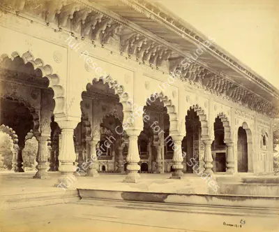Samuel Bourne (Photographer), Interior of the Nundh Bhowun - Deig, 1865, Antiquarian Photograph