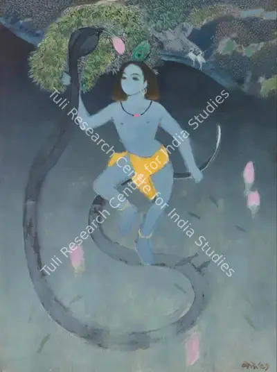 Bendre, N.S. (Artist). Untitled (Krishna on Kaliya). Oil on canvas, 1991 | Painting | FineArts | 00545820