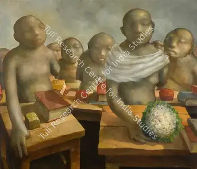 Bikash Bhattacharjee (Artist), Untitled (School Children), 1976, Painting