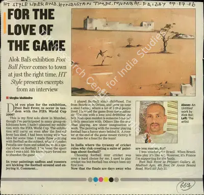 Megha Mahindru (Reporter), For The Love of the Game, 2006, Newspaper Clipping