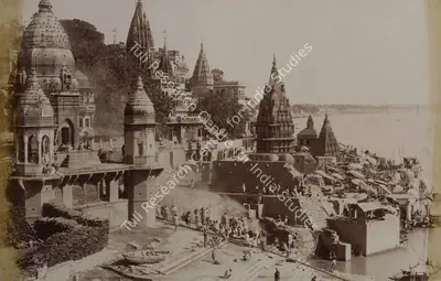 Samuel Bourne (Photographer), The Burning Ghat - Benares, 1865, Antiquarian Photograph