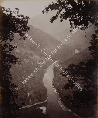 Samuel Bourne (Photographer), Junction of the Teesta & Ranjeet Rivers from above. Darjiling (Darjeeling), 1865, Antiquarian Photograph