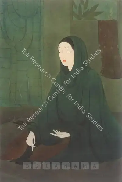 Chughtai, M.A.R. (Artist). Muraqabat-E-Husn (Guarded Beauty), n.d. | Painting, Bon.Lon/13.10.05, 2005 · Bonhams