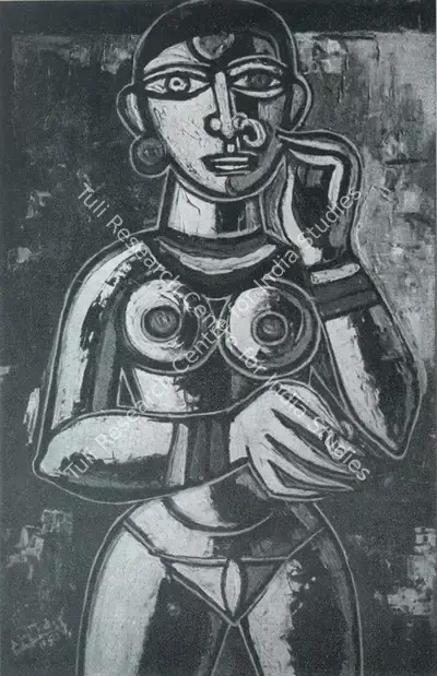 F.N. Souza (Artist), Nude Colvont, 1950, Painting