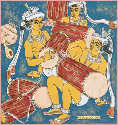 A.A. Almelkar (Artist), Drummers, 1960, Painting