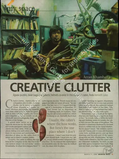Kenneth Lobo (Reporter), Creative Clutter, 2006, Newspaper Clipping