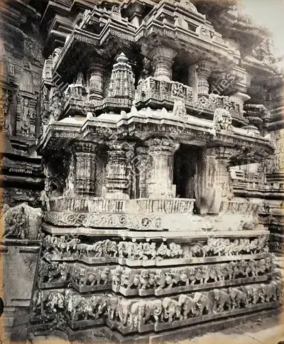 Edmund David Lyon (Photographer), Bailoor Temple. (Carvings on the West Side), Antiquarian Photograph