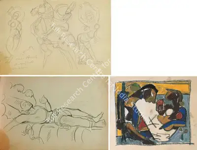 Biren De (Artist), Sketchbook: Mahabalipuram and other sketches for future paintings, 1954, Drawing