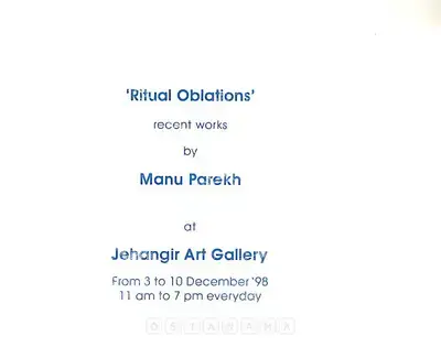 Manu Parekh (Artist), Manu Parekh, 1998, Solo Exhibition Invitation