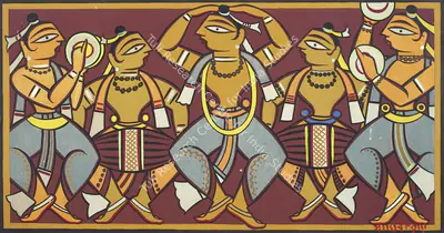 Jamini Roy (Artist), Untitled (Dancers), 1915, Painting