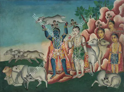 Early Bengal School (Artist), Untitled (Krishna's Show of Strength), 1890, Painting