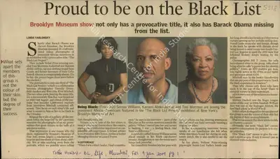 Linda Yablonsky (Reporter), Proud to be on the Black List, 2009, Newspaper Clipping