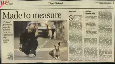 Sanchita Guha (Reporter), Made to Measure, 2005, Newspaper Clipping