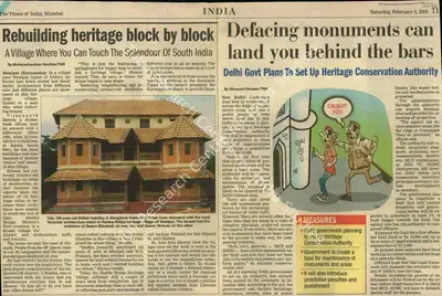 Mohanachandran Nambiar (Reporter), Rebuilding Heritage Block by Block, 2005, Newspaper Clipping
