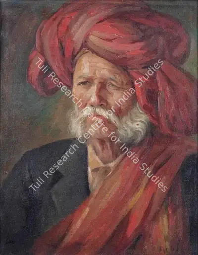 K.K. Hebbar (Artist), Untitled (Man in Turban), 1945, Painting