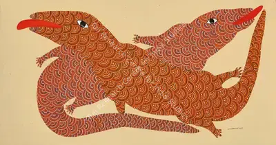 Jangarh Singh Shyam (Artist), Magar, 2000, Painting
