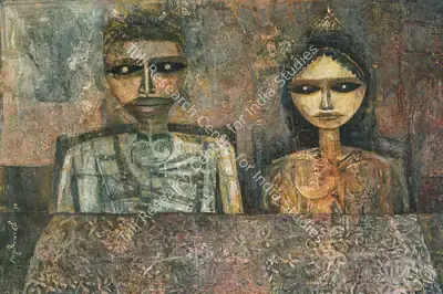 Ganesh&nbsp;Pyne (Artist), King & Queen, 1970, Painting