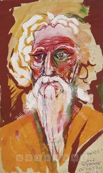Chittaprosad (Artist). Portrait Of Rabindranath Tagore, 1966 | Painting, Os.Del/27.07.07, 2007 · Osian's