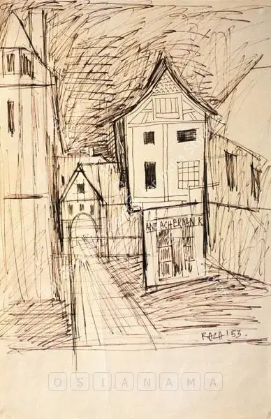 S.H. Raza (Artist), Untitled, 1953, Drawing