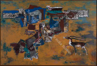 A.P. Santhanaraj (Artist), Untitled (Lady with deer), 2006, Painting