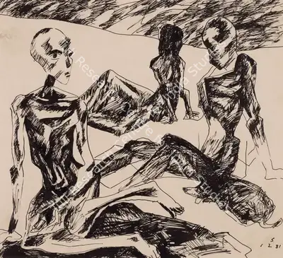 Somnath Hore (Artist), Untitled, 1981, Drawing