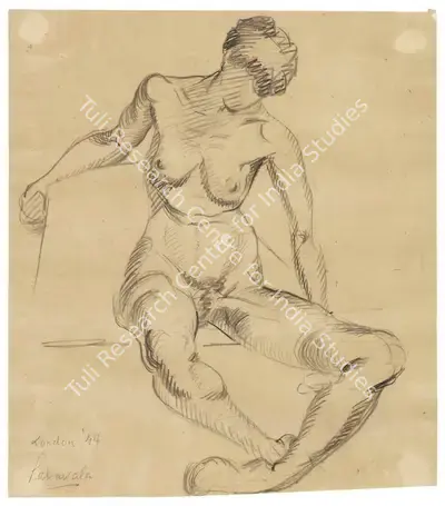 Jehangir Sabavala (Artist), Untitled (Nude), 1947, Drawing