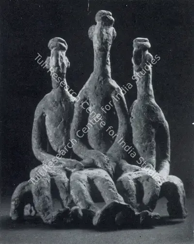 Dhanraj Bhagat (Artist), Men Sitting, 1961, Sculpture