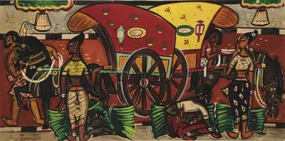 K.&nbsp;Sreenivasulu (Artist), Villagers, 1955, Painting
