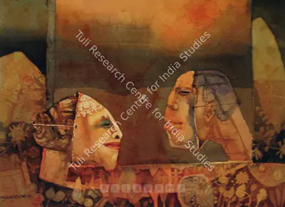 Shyamal Dutta Ray (Artist), Two Heads, Painting