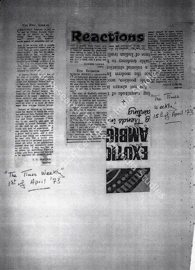 I V Pereira (Writer), Not fair, Ezekiel, 1973, Newspaper Clipping