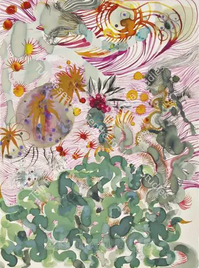 Rina Banerjee (Artist), Heredity Lingered In Her Minds Eye With Blind Spots And Green Entrails As In-Laws And Enemies Made Way, 2007, Painting