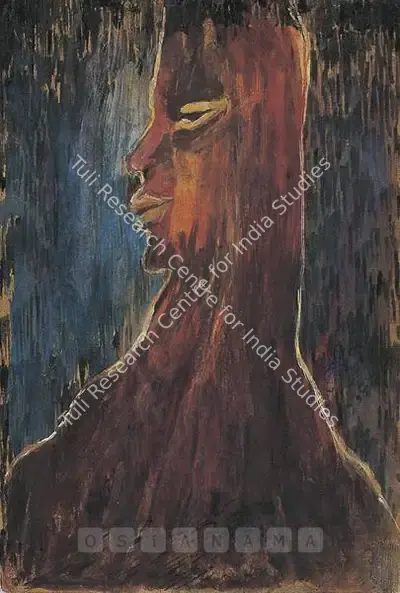 Rabindranath Tagore (Artist), Untitled (Face), 1938, Painting