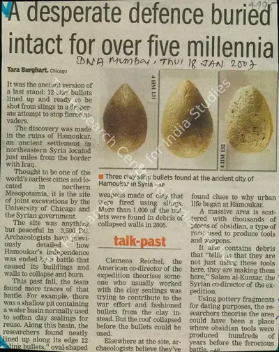 Tara Burghart (Reporter), A Desperate Defence buried Intact for over five Millennia, 2007, Newspaper Clipping