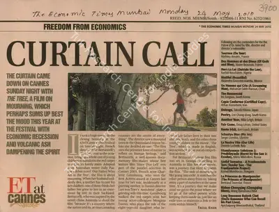 Faizal Khan (Reporter), Curtain Call, 2010, Newspaper Clipping