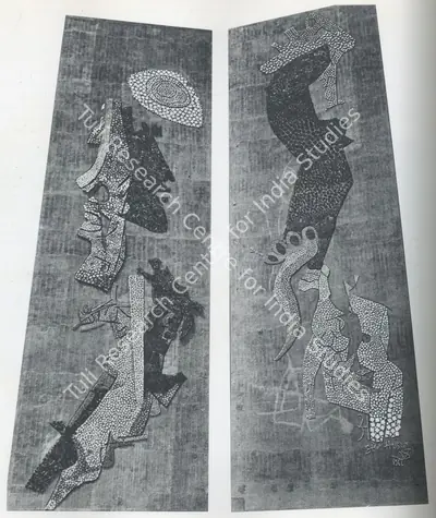 Husain, M. F. (Artist). Mural and Mosaic, Indraprastha Building, New Delhi. Mural on wall, 1966 | Maqbool Fida Husain , 1971 | Mural | FineArts | 00495226