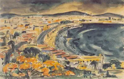 K.K. Hebbar (Artist), Marine Drive Bombay, 1952, Painting