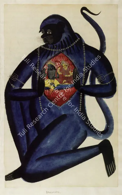 Unknown (Artist), Hanuman with Rama and Sita in his Heart, 1860, Painting