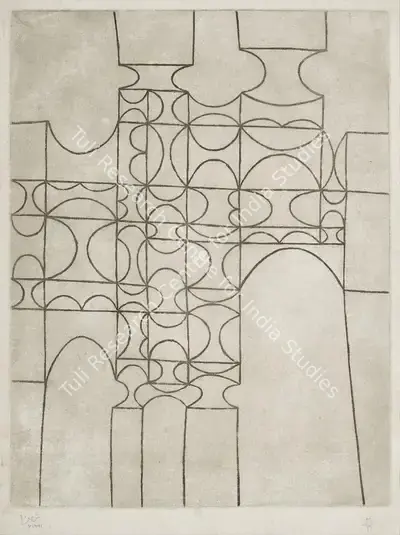 Anwar Jalal Shemza (Artist), City Gate, 1961, Graphic Art