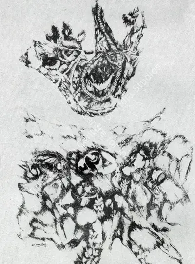 E.K. Janardhan (Artist), Debris, Drawing