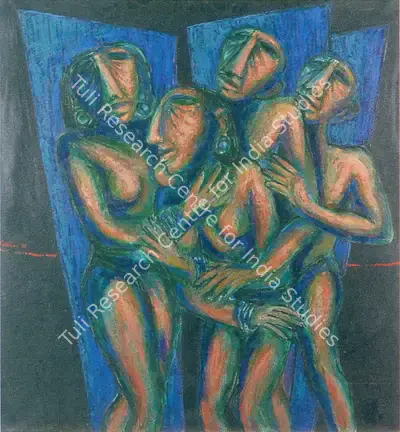 Rabin Mondal (Artist), Figurative Group, 1991, Painting
