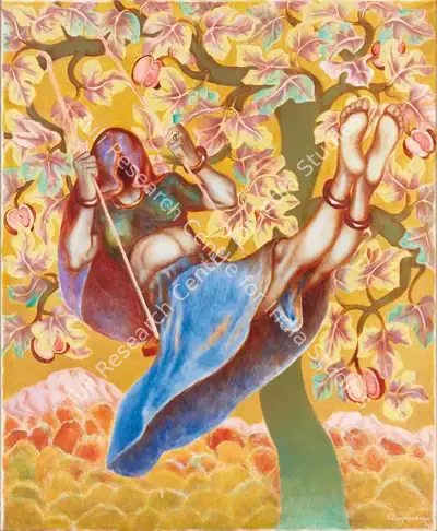 A. Ramachandran (Artist), Girl on a Swing, 1976, Painting
