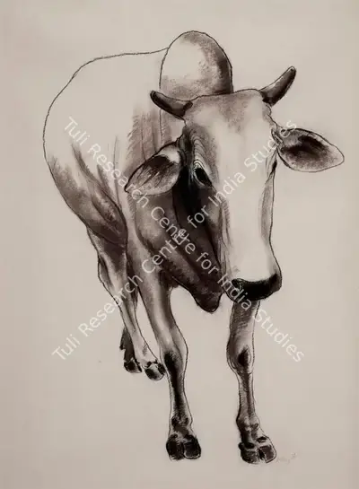 Manjit Bawa (Artist), Untitled (Cow), 1991, Drawing