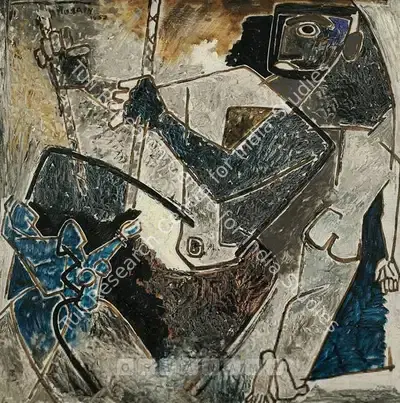 M.F. Husain (Artist), The Pull, 1952, Painting